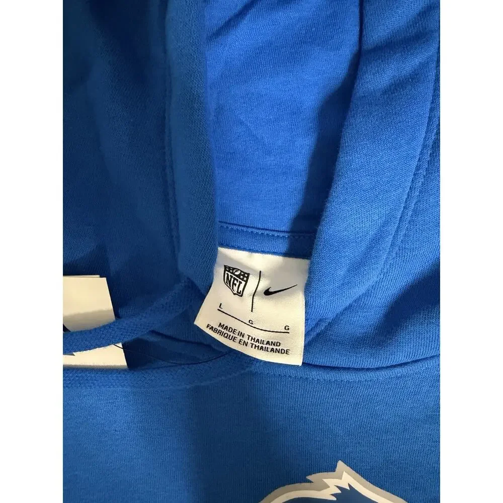 NWT Women's Nike Detroit Lions Club Fleece Hoodie Sweatshirt Large Honolulu Blue